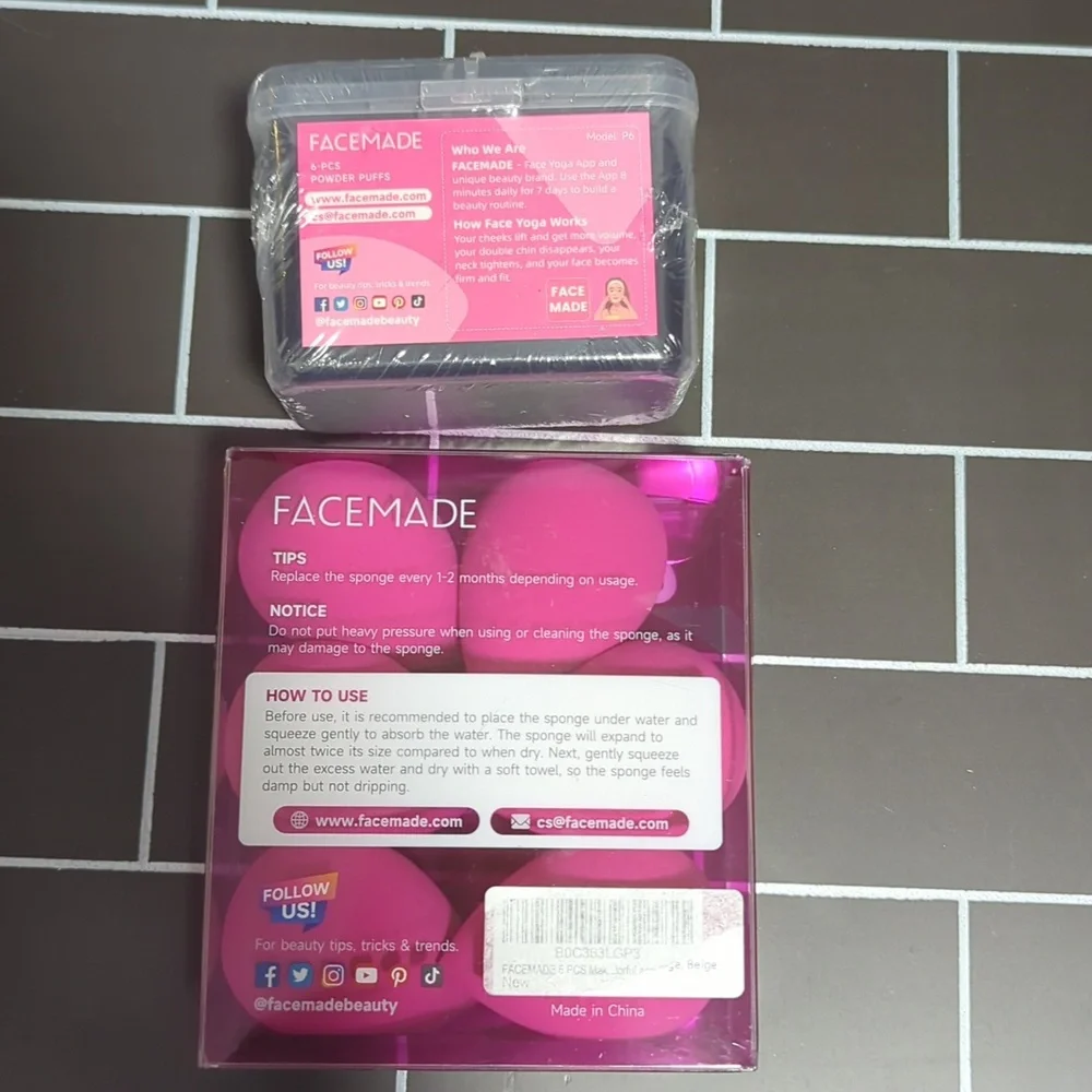 Facemade 6 Pcs Makeup Sponges & 6 powder puffs NEW